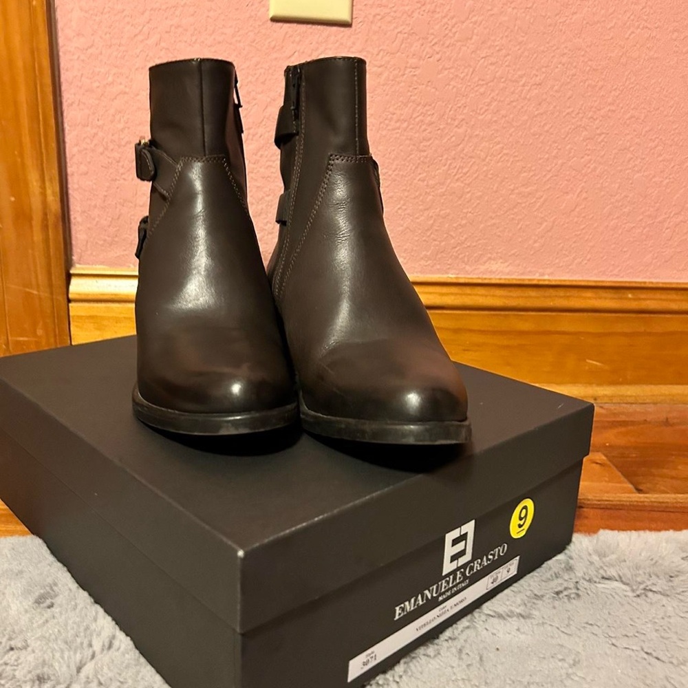 Brown Low Heel Ankle Boots